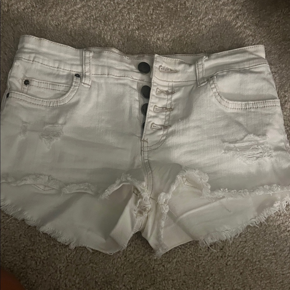 Billabong High Waist White Distressed Shorts
